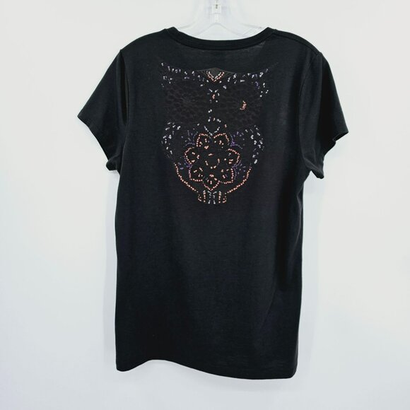 The North Face Tee L Black Short Sleeve Burnout Owl Mandala Graphic Lightweight - Picture 10 of 11